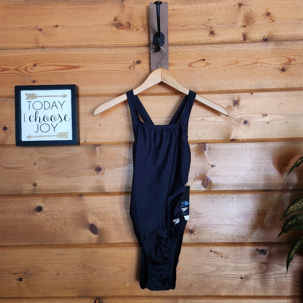 Speedo NWT Proback LT Supro-A Competitive Swim Team Black Bathing Suit‎ Sz 10/36